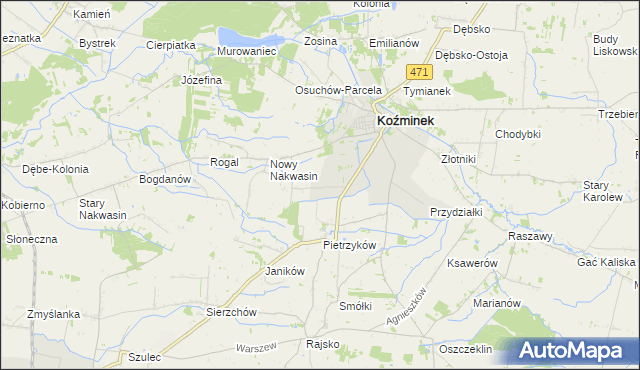mapa Słowiki gmina Koźminek, Słowiki gmina Koźminek na mapie Targeo