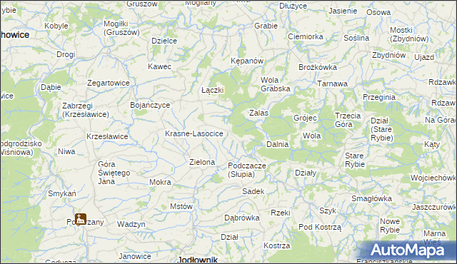 mapa Słupia gmina Jodłownik, Słupia gmina Jodłownik na mapie Targeo