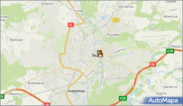 mapa Słupska, Słupsk na mapie Targeo