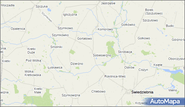 mapa Sobiesierzno, Sobiesierzno na mapie Targeo