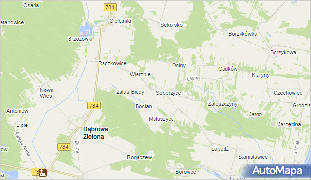 mapa Soborzyce, Soborzyce na mapie Targeo
