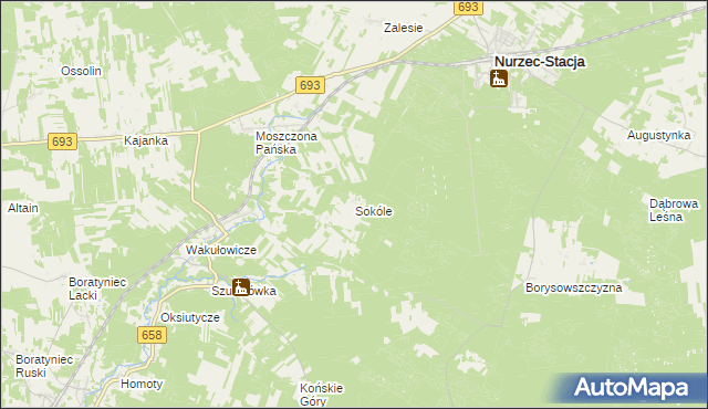 mapa Sokóle gmina Nurzec-Stacja, Sokóle gmina Nurzec-Stacja na mapie Targeo