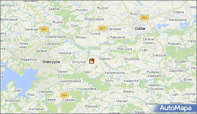 mapa Stadniki gmina Dobczyce, Stadniki gmina Dobczyce na mapie Targeo