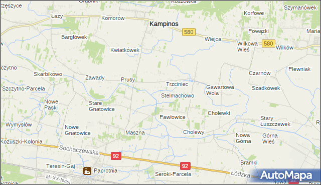 mapa Stelmachowo gmina Leszno, Stelmachowo gmina Leszno na mapie Targeo