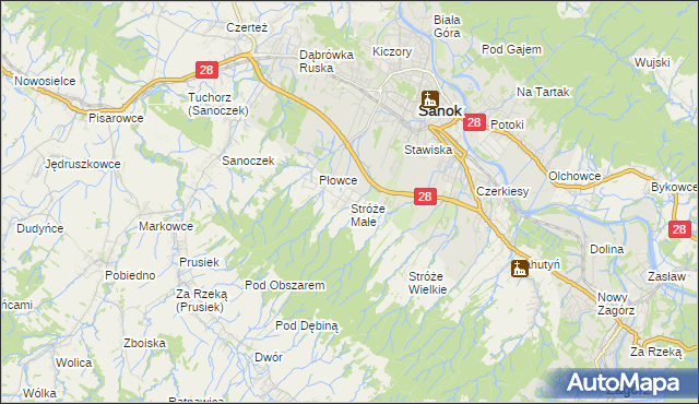 mapa Stróże Małe, Stróże Małe na mapie Targeo