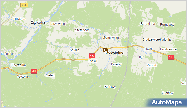 mapa Studzianna gmina Poświętne, Studzianna gmina Poświętne na mapie Targeo