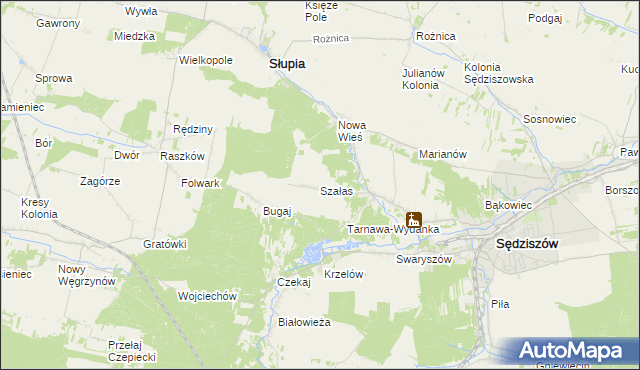 mapa Szałas gmina Sędziszów, Szałas gmina Sędziszów na mapie Targeo