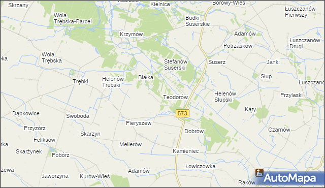 mapa Teodorów gmina Szczawin Kościelny, Teodorów gmina Szczawin Kościelny na mapie Targeo