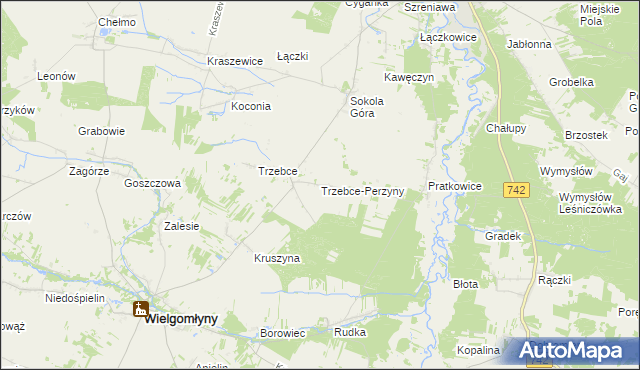 mapa Trzebce-Perzyny, Trzebce-Perzyny na mapie Targeo