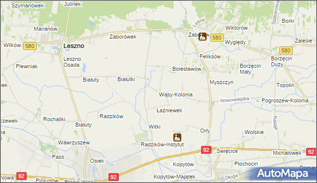 mapa Wąsy-Kolonia, Wąsy-Kolonia na mapie Targeo