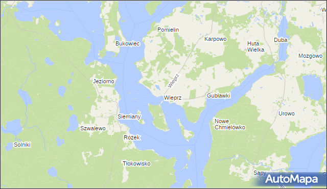 mapa Wieprz gmina Zalewo, Wieprz gmina Zalewo na mapie Targeo