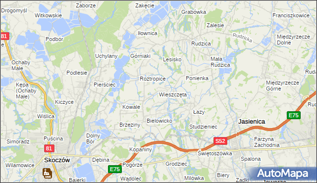 mapa Wieszczęta, Wieszczęta na mapie Targeo