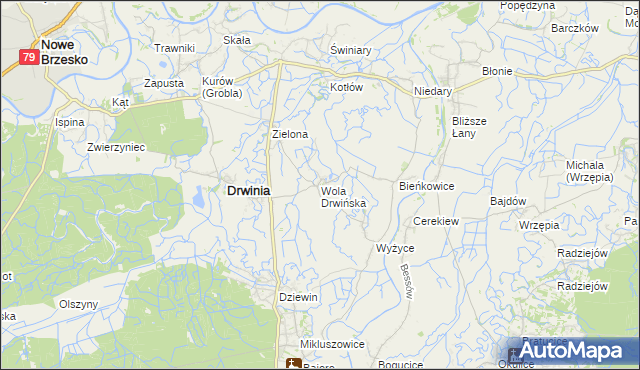 mapa Wola Drwińska, Wola Drwińska na mapie Targeo