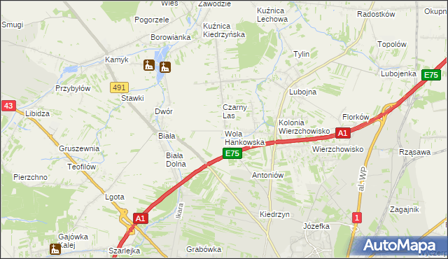 mapa Wola Hankowska, Wola Hankowska na mapie Targeo