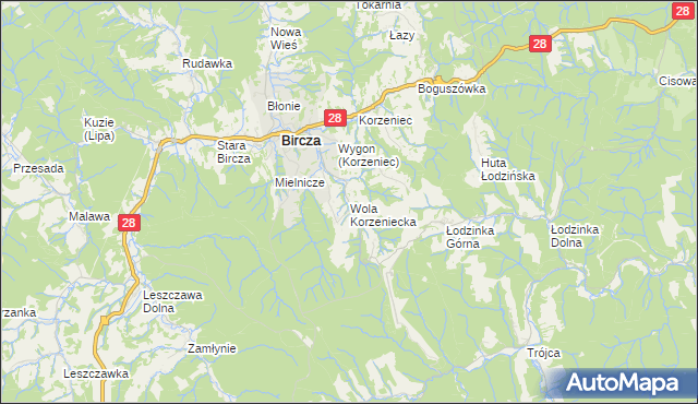 mapa Wola Korzeniecka, Wola Korzeniecka na mapie Targeo