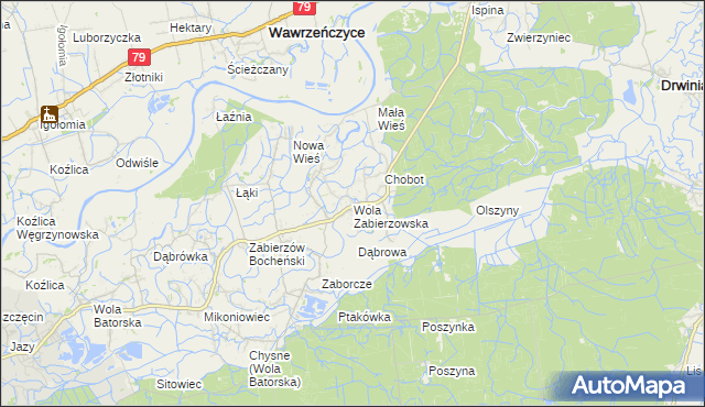 mapa Wola Zabierzowska, Wola Zabierzowska na mapie Targeo