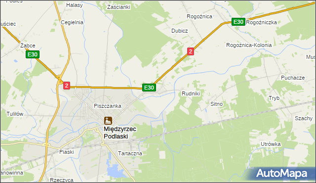 mapa Wysokie gmina Międzyrzec Podlaski, Wysokie gmina Międzyrzec Podlaski na mapie Targeo