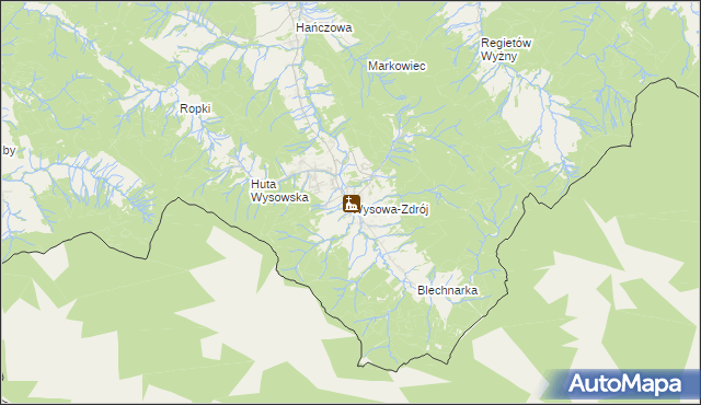 mapa Wysowa-Zdrój, Wysowa-Zdrój na mapie Targeo