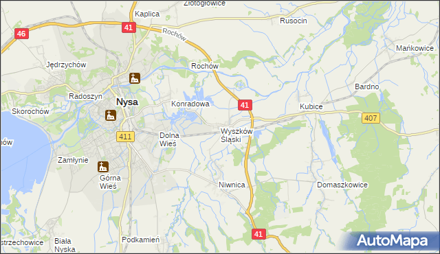 mapa Wyszków Śląski, Wyszków Śląski na mapie Targeo