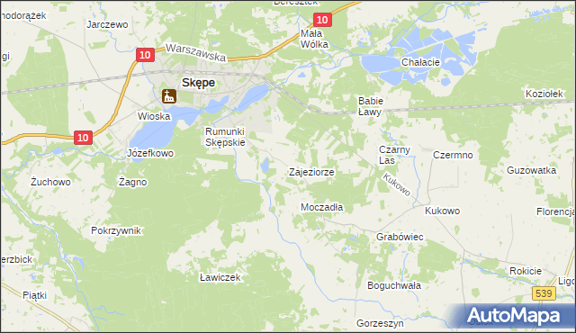 mapa Zajeziorze gmina Skępe, Zajeziorze gmina Skępe na mapie Targeo