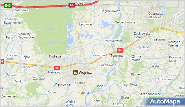 mapa Zakrzów gmina Wojnicz, Zakrzów gmina Wojnicz na mapie Targeo