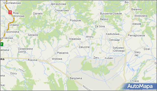 mapa Załuczne, Załuczne na mapie Targeo