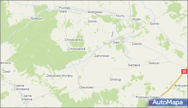 mapa Zaminowo, Zaminowo na mapie Targeo