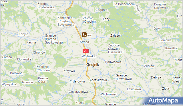 mapa Zawada Uszewska, Zawada Uszewska na mapie Targeo