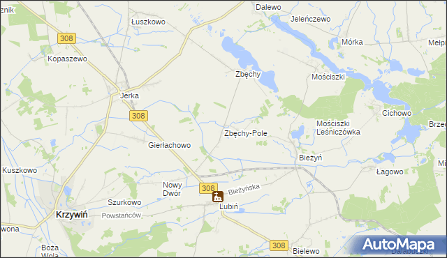 mapa Zbęchy-Pole, Zbęchy-Pole na mapie Targeo