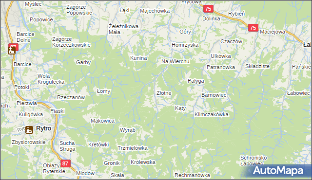 mapa Złotne, Złotne na mapie Targeo