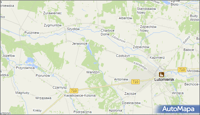 mapa Zofiówka gmina Lutomiersk, Zofiówka gmina Lutomiersk na mapie Targeo