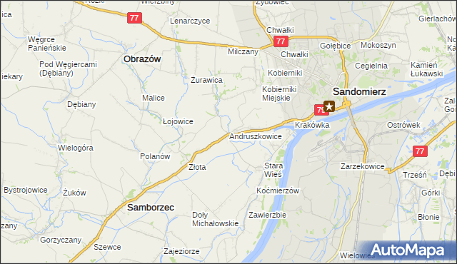 mapa Andruszkowice, Andruszkowice na mapie Targeo