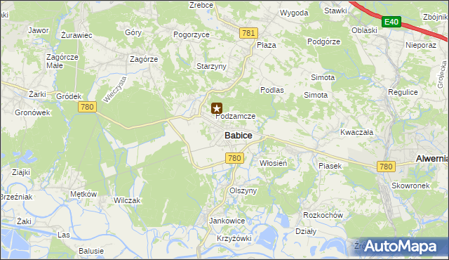 mapa Babice powiat chrzanowski, Babice powiat chrzanowski na mapie Targeo