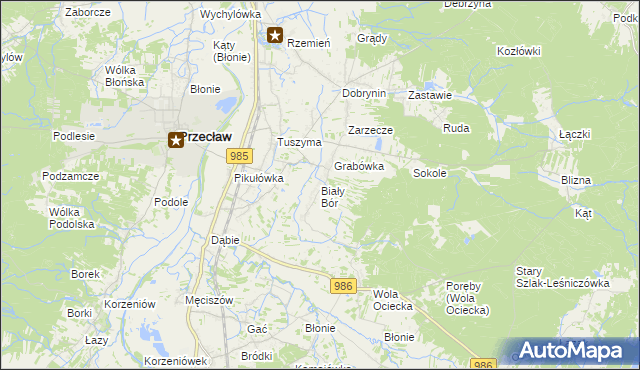 mapa Biały Bór gmina Przecław, Biały Bór gmina Przecław na mapie Targeo