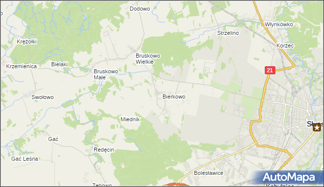 mapa Bierkowo, Bierkowo na mapie Targeo