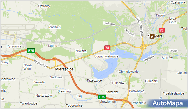 mapa Boguchwałowice, Boguchwałowice na mapie Targeo