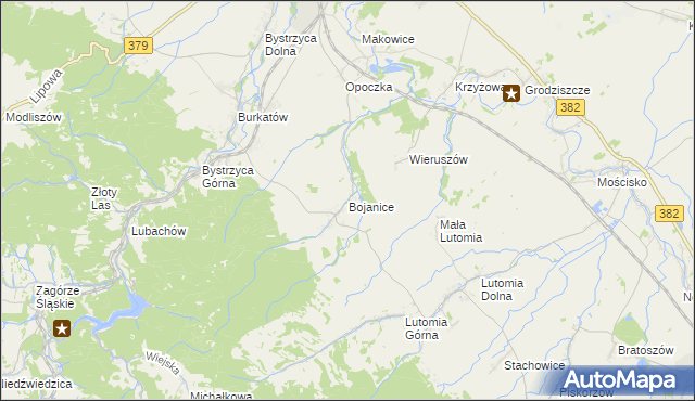 mapa Bojanice gmina Świdnica, Bojanice gmina Świdnica na mapie Targeo