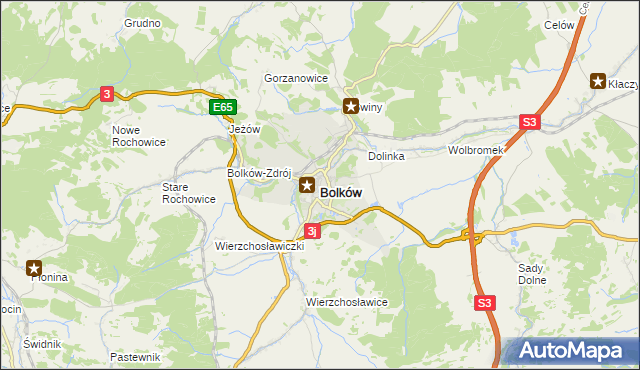 mapa Bolków powiat jaworski, Bolków powiat jaworski na mapie Targeo