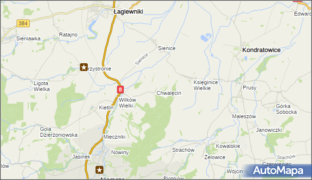 mapa Chwalęcin gmina Niemcza, Chwalęcin gmina Niemcza na mapie Targeo