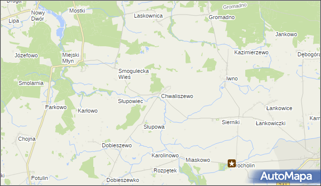 mapa Chwaliszewo gmina Kcynia, Chwaliszewo gmina Kcynia na mapie Targeo