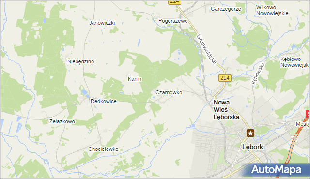 mapa Czarnówko gmina Nowa Wieś Lęborska, Czarnówko gmina Nowa Wieś Lęborska na mapie Targeo