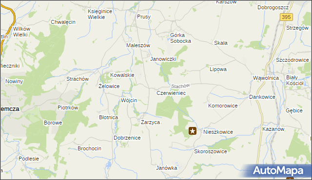 mapa Czerwieniec gmina Kondratowice, Czerwieniec gmina Kondratowice na mapie Targeo