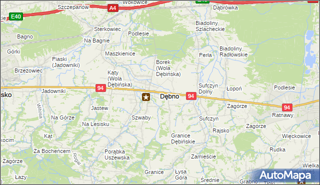 mapa Dębno powiat brzeski, Dębno powiat brzeski na mapie Targeo