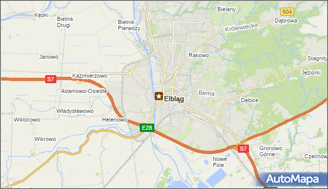 mapa Elbląga, Elbląg na mapie Targeo