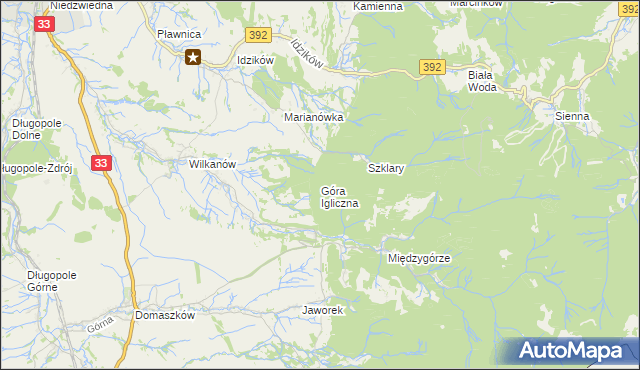 mapa Góra Igliczna, Góra Igliczna na mapie Targeo