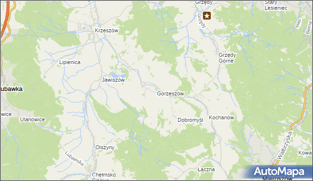 mapa Gorzeszów, Gorzeszów na mapie Targeo