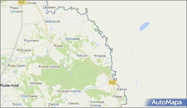 mapa Hniszów, Hniszów na mapie Targeo