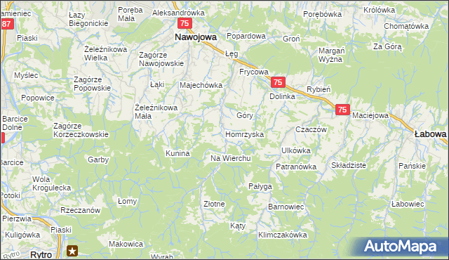 mapa Homrzyska, Homrzyska na mapie Targeo