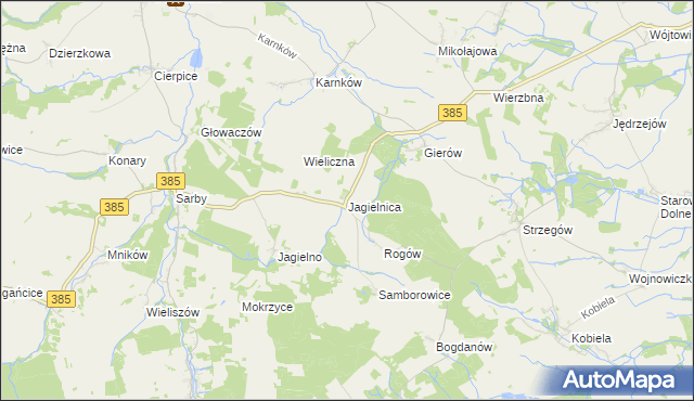 mapa Jagielnica, Jagielnica na mapie Targeo