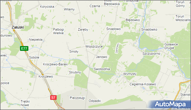 mapa Janowo gmina Zakroczym, Janowo gmina Zakroczym na mapie Targeo